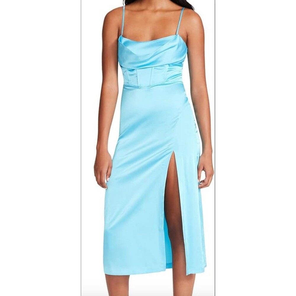 Steve Madden Lucille Slip Satin Women’s Dress Size Medium blue turquoise NWT